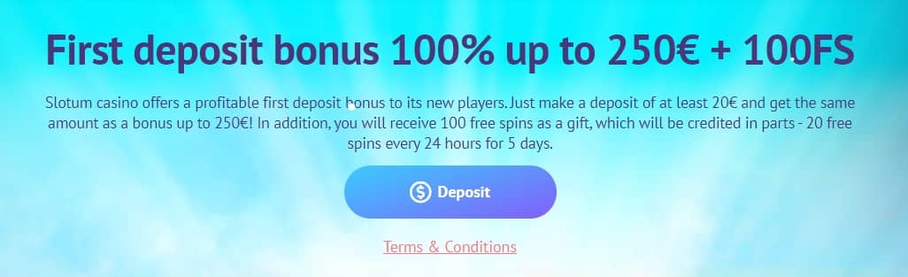 Slotum welcome bonus